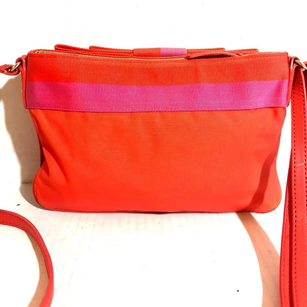 Kate spade orange & pink canvas crossbody handbag - Picture 2 of 11